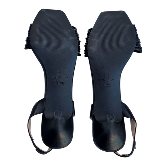 NEW HALSTON, HONG KONG SLING BACK STRAPPY LEATHER HEEL SANDALS 7.5 - Picture 10 of 10